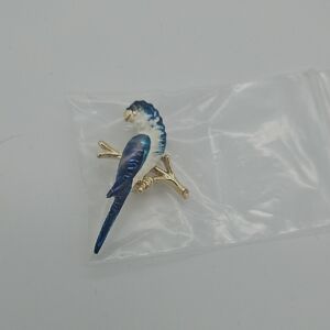 Unique Vintage Blue and Gold Parrot Brooch